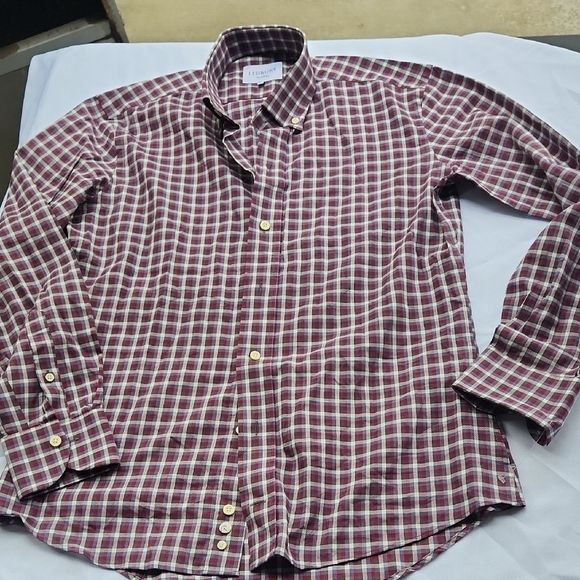 Men's Burgundy Checkered Shirt - Picture 1 of 4
